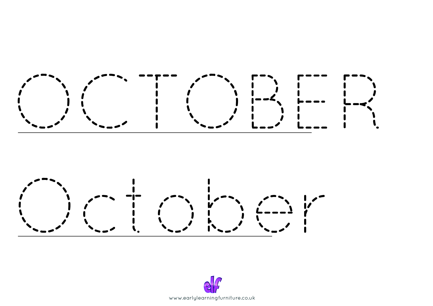 Free Teaching Resources Months Of The Year- Writing October