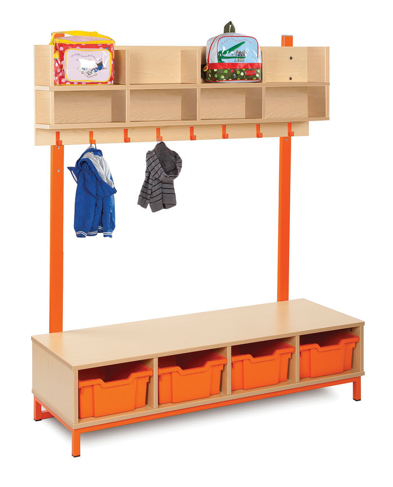 Bubblegum Cloakroom Storage With Coat Hooks and Trays