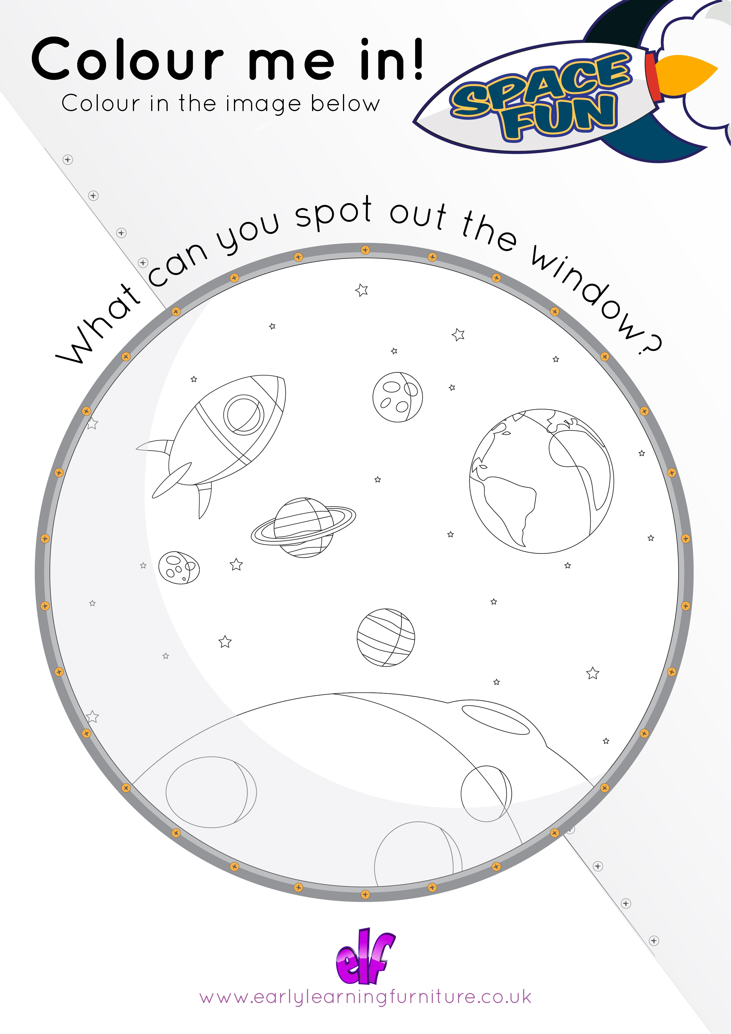 Space Themed Worksheet Colouring Fun