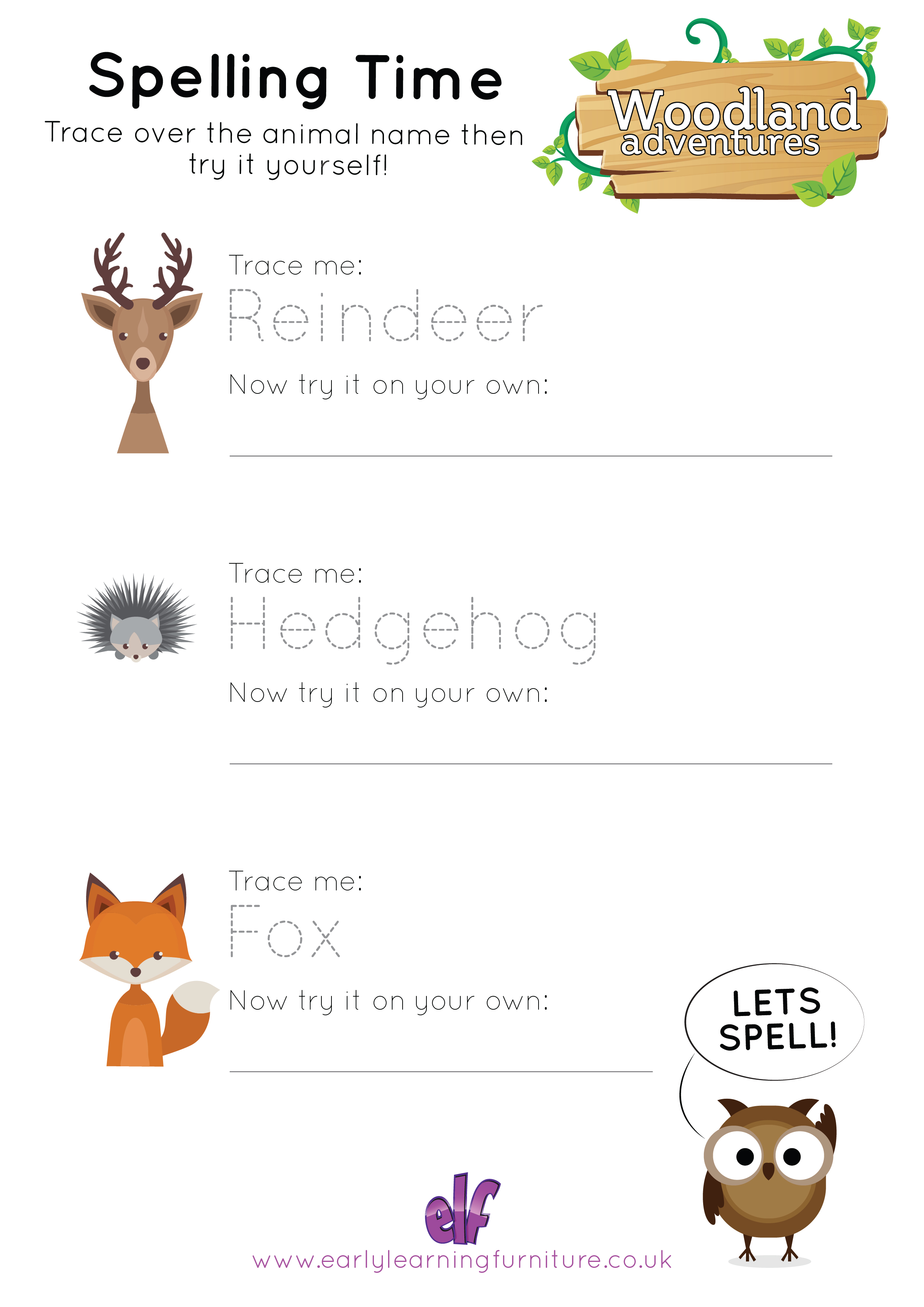 Free Teaching Resources Woodlands- Spelling 2