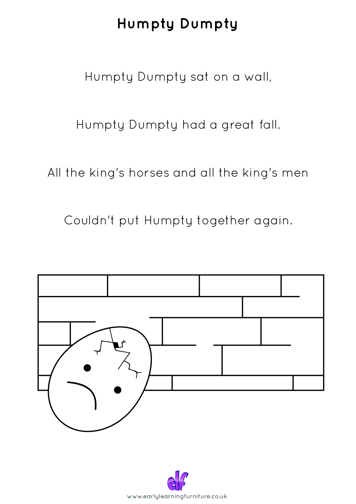 Free Teaching Resources Nursery Rhymes- Humpty Dumpty 