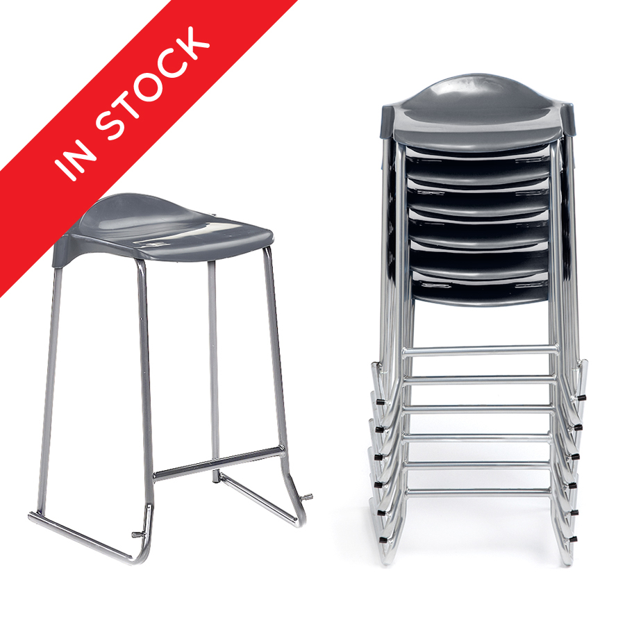 In Stock WSM Skidbase Classroom Stool in Charcoal Pack of 6