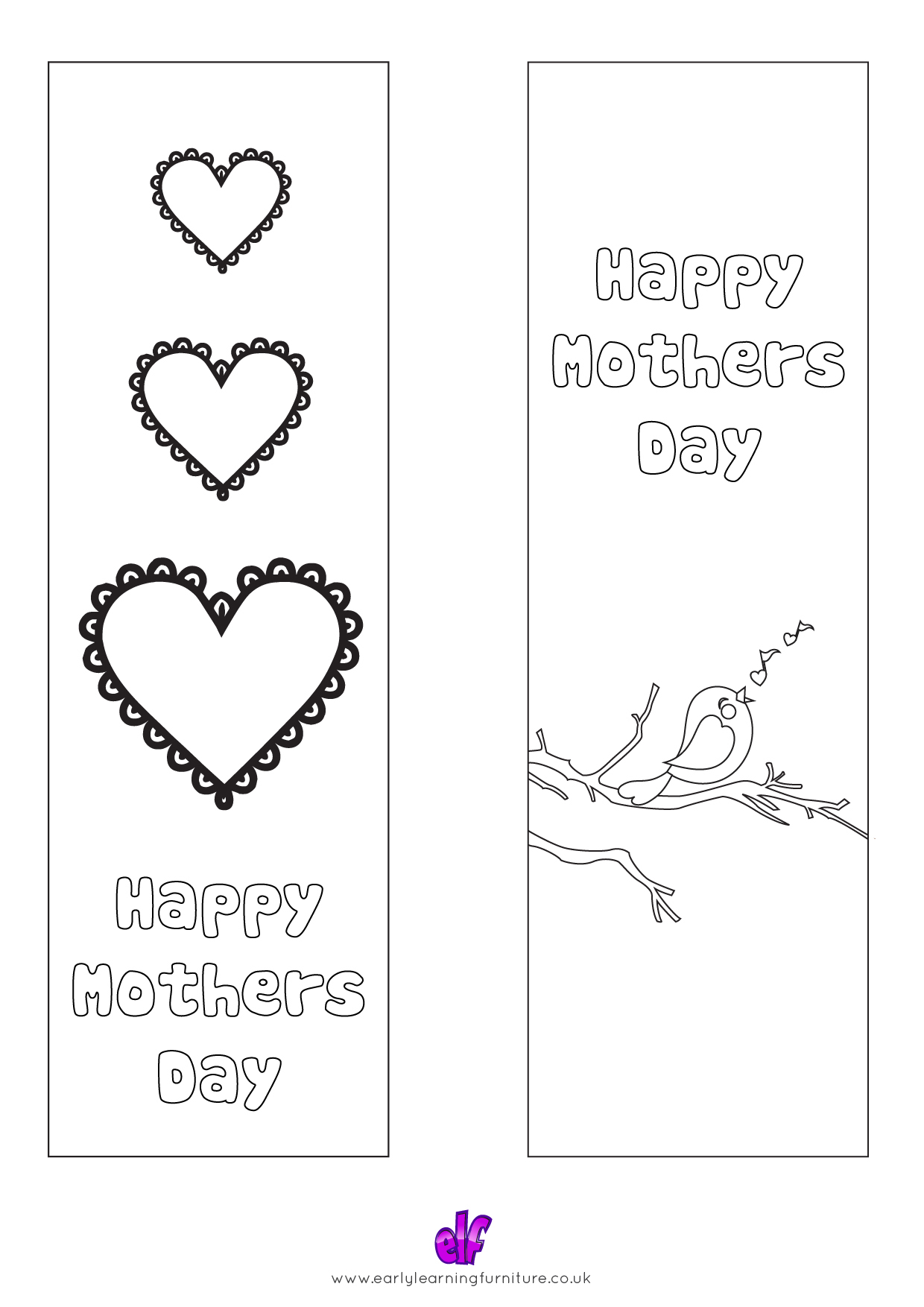 Free Teaching Resources Mothers Day- Happy Mothers Day Colour In Bookmarks 2
