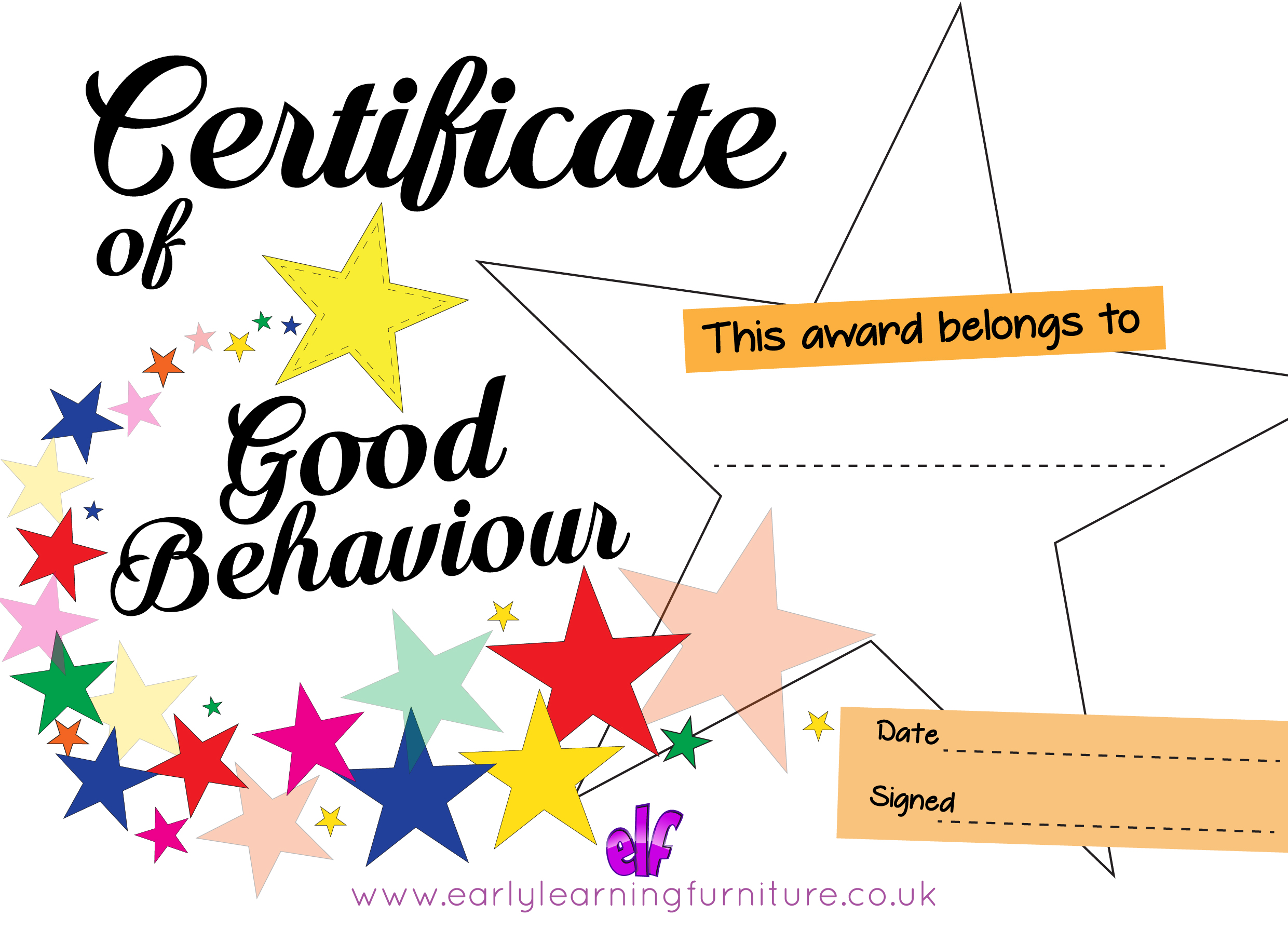 Free Teaching Resources Certificates  Good Behaviour Award