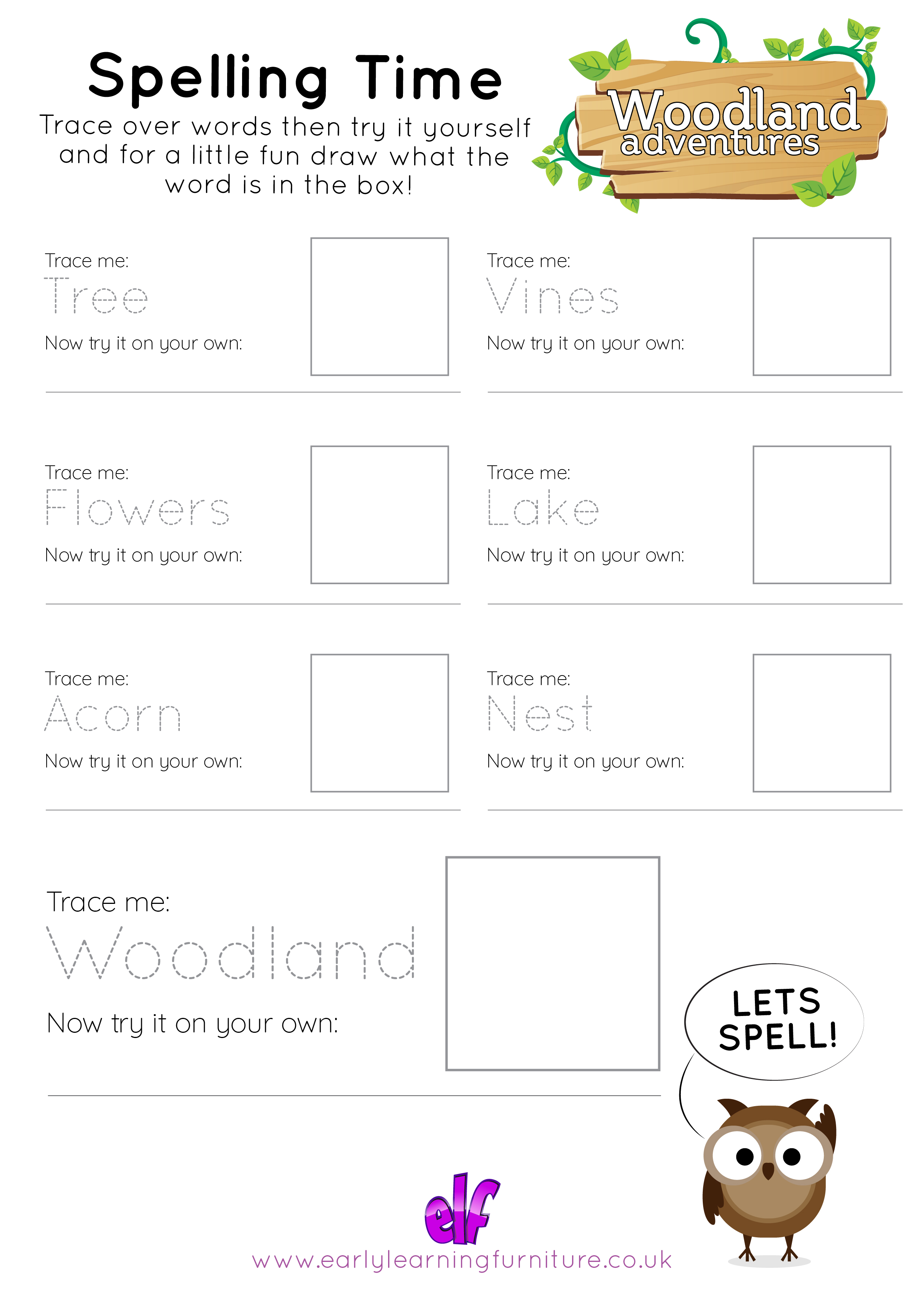 Free Teaching Resources Woodlands- Spelling 1