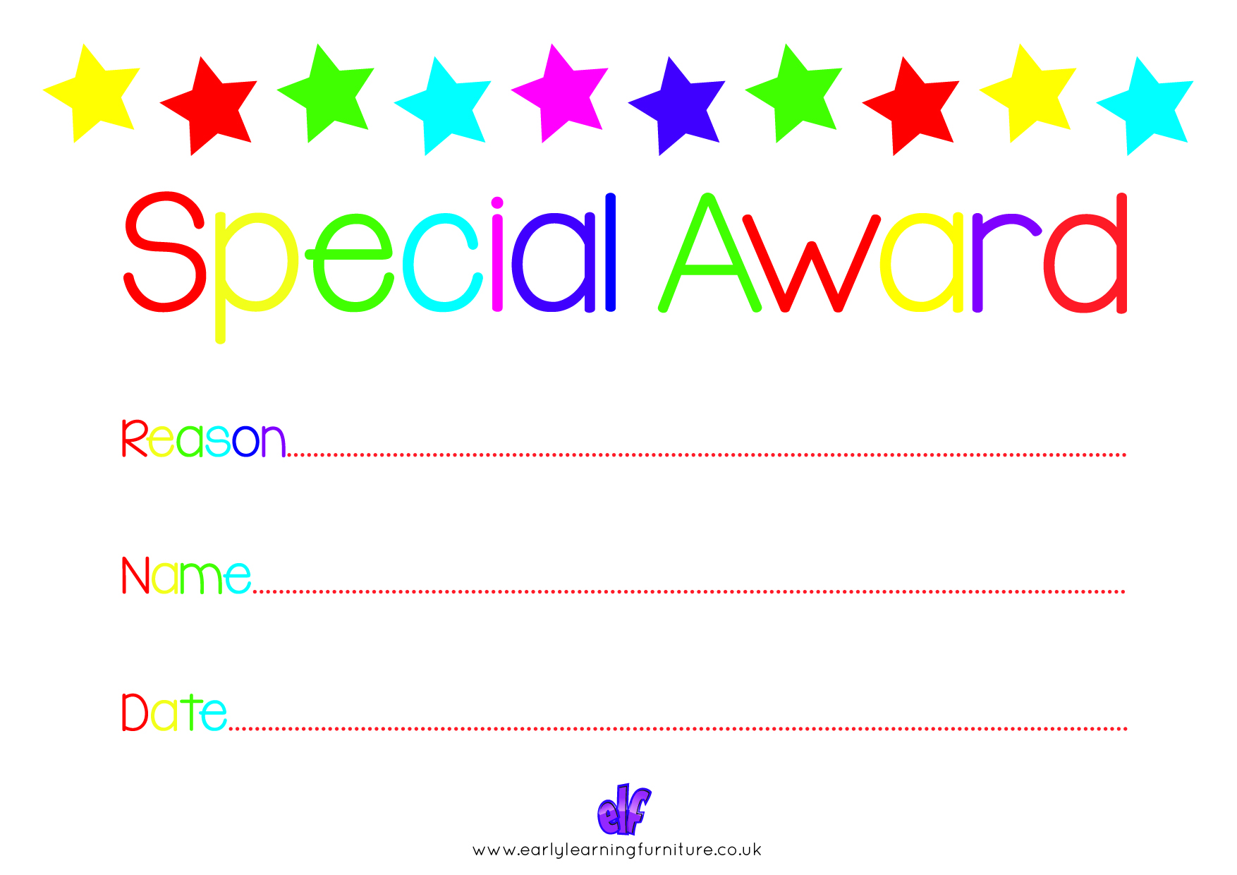 Free Teaching Resources Certificates And Awards- Special Award